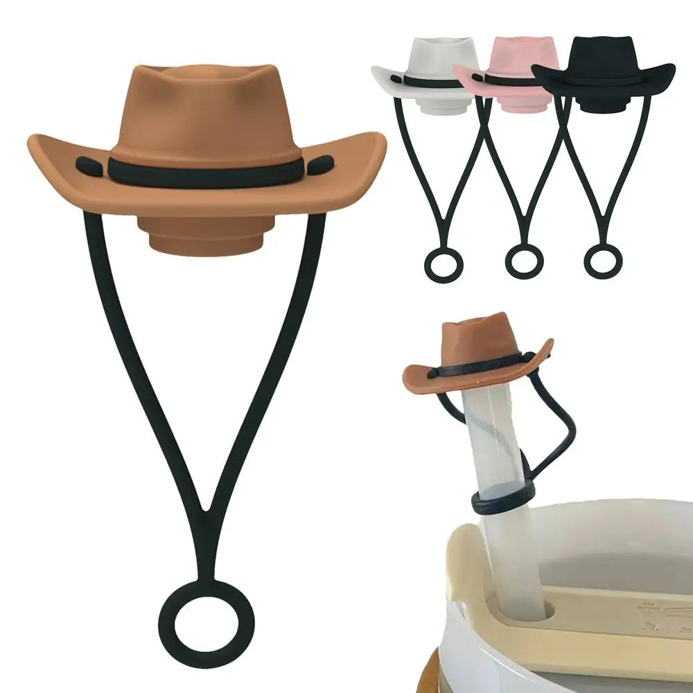 Silicone Cowboy Hat Straw Covers Caps Compatible With Stanleys Cup 30 40 Oz Tumbler Cute Funny Drinking Straw Tip Decoration