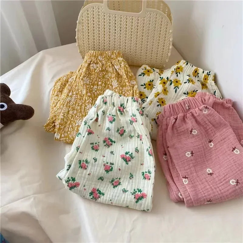 Kids Pants Boy Girl Summer Linen Pleated Trousers Children Ankle-length Pants for Baby Boys Pants Casual Harem kids clothes