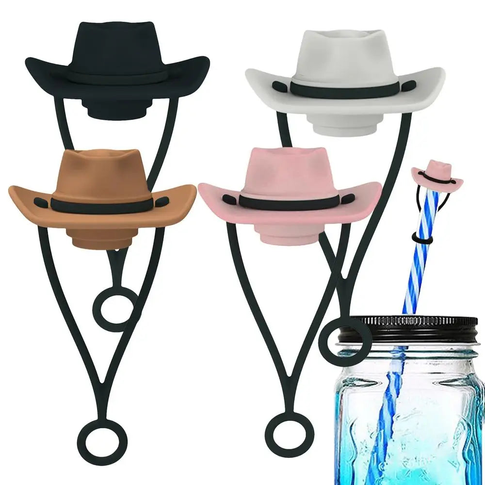 Silicone Cowboy Hat Straw Covers Caps Compatible With Stanleys Cup 30 40 Oz Tumbler Cute Funny Drinking Straw Tip Decoration