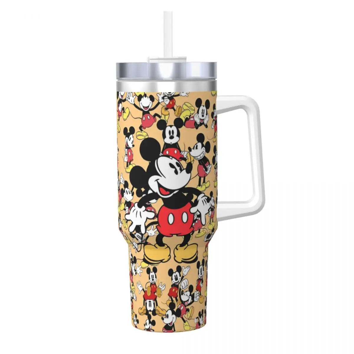 Mickey Mouse Stainless Steel Tumbler Beach Mugs Cup Large Capacity Thermal Cups Leakproof Cold and Hot Milk Tea Water Bottle