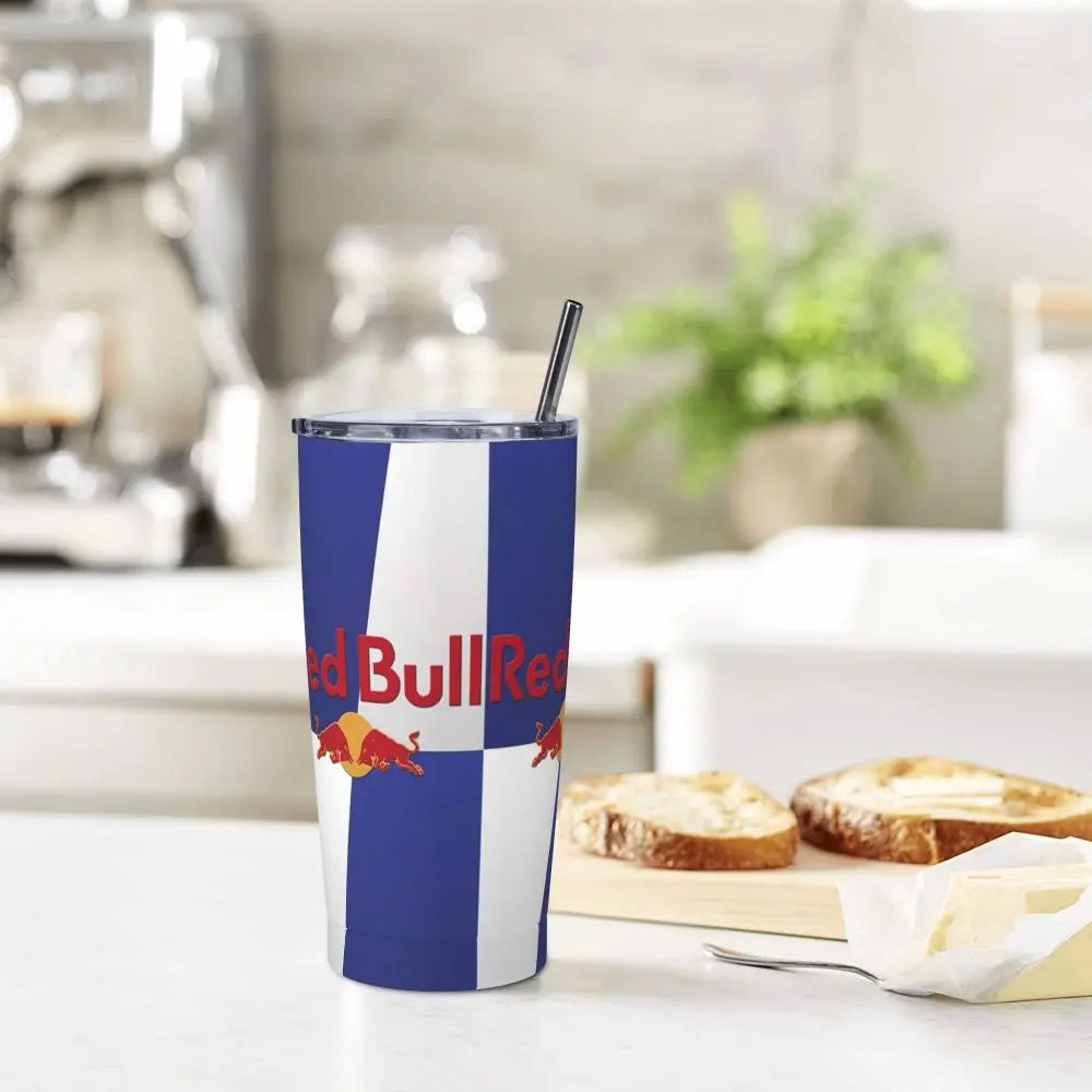 Stainless Steel Tumbler RB Bull Thermal Mug With Straws and Lid Battle Blue Cold and Hot Car Mugs Travel Graphic Water Bottle