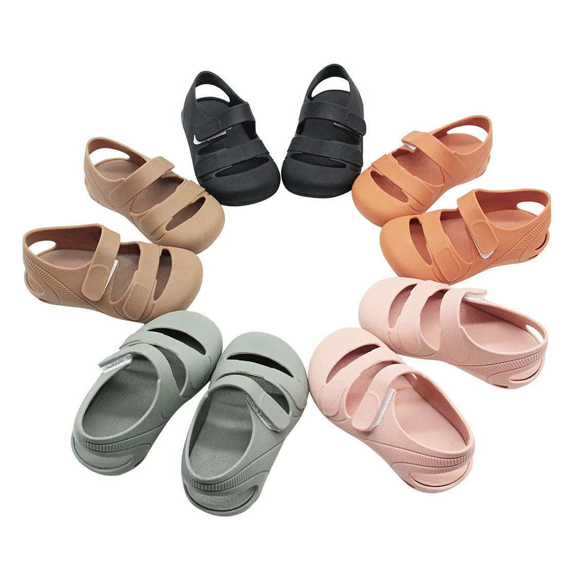 2024 Hot selling Fashion Children's Soft Sole Beach Shoes Summer Soft Sole Baotou Velcro Men's and Girls' Sandals