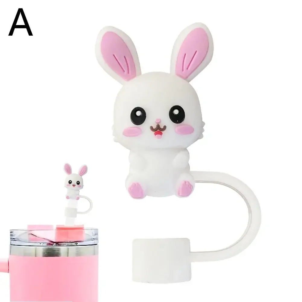 3D DIY straw dust cap 10mm Silicone Straw Covers Cap For Stanley 30&40 Oz Tumbler Reusable Cute Animal Straw Toppers I5M7