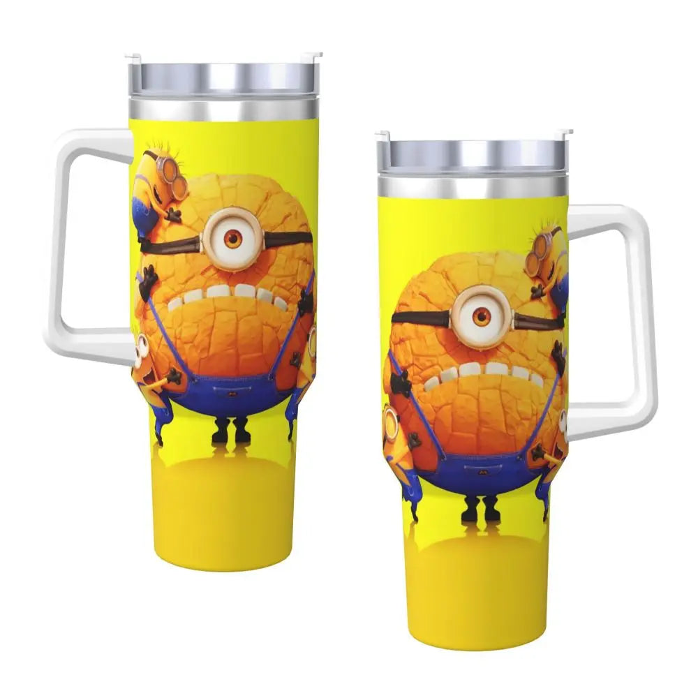 Minions Stainless Steel Tumbler Mugs Cup With Straws Travelist Cold and Hot Water Bottle Portable Large Capacity Coffee Mug