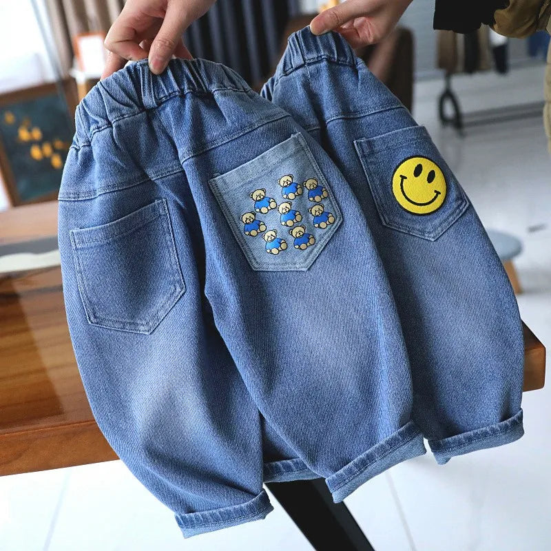 Baby Spring and Autumn Pants Boys' and Girls' Stretch Jeans Children's Spring Dress Pants Korean Children's Casual Pants