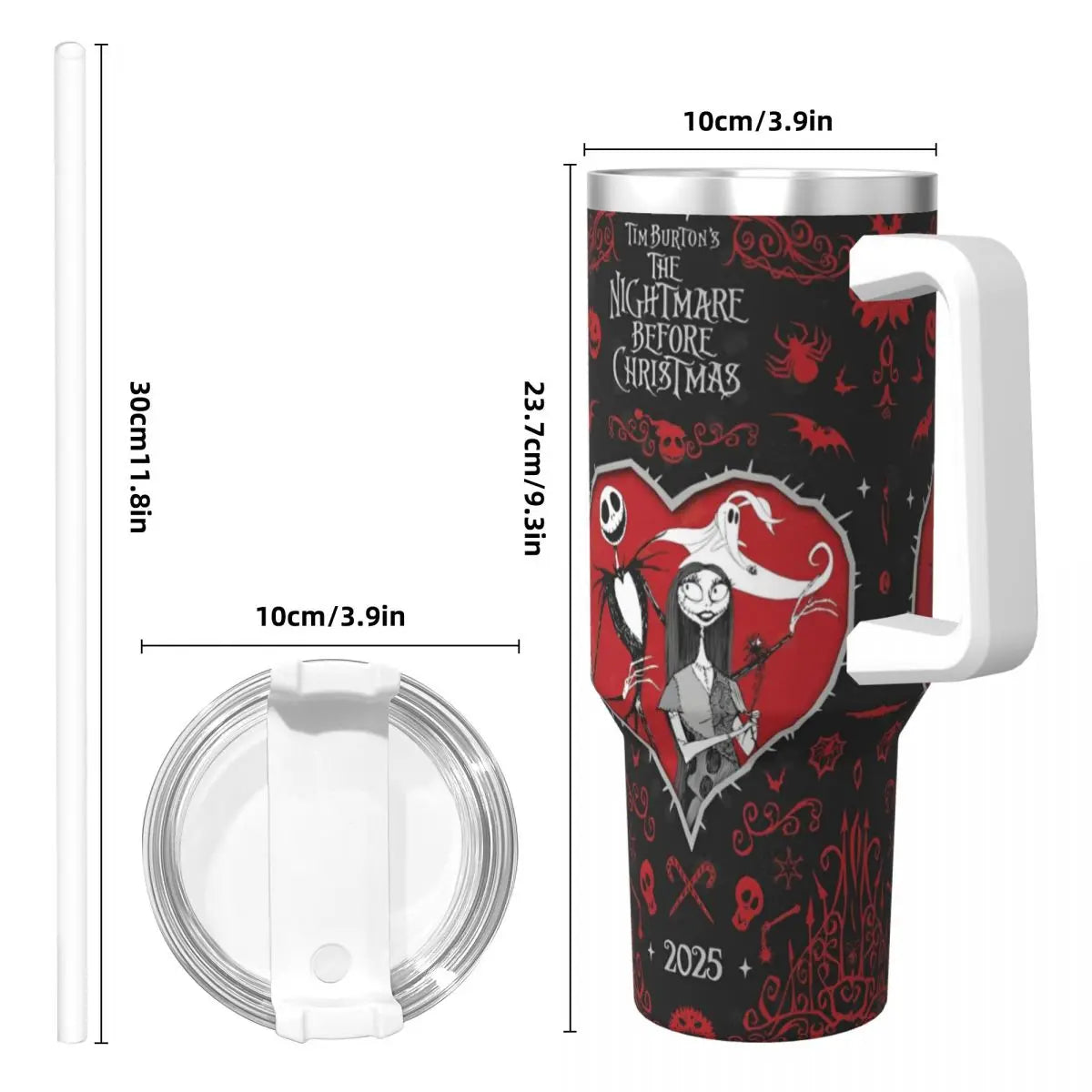 Nightmare Before Christmas 2025 Stainless Steel Tumbler Beach Mugs Cup 40oz Thermal Mug Portable Cold and Hot Milk Water Bottle