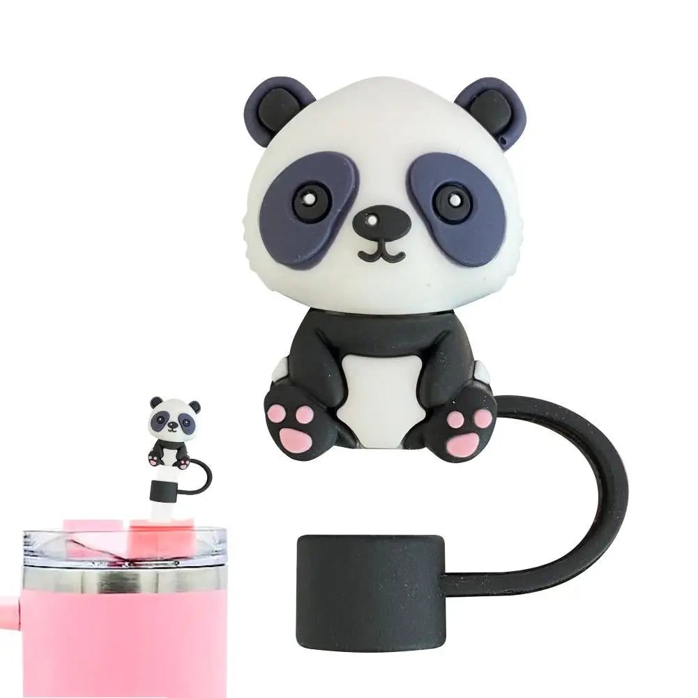 3D DIY straw dust cap 10mm Silicone Straw Covers Cap For Stanley 30&40 Oz Tumbler Reusable Cute Animal Straw Toppers I5M7