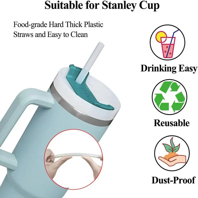 Replacement Straws for Stanley 40 oz 30 oz Cup 6 PCS Plastic Straws Stanley Adventure Travel Tumbler with Cleaning Brush