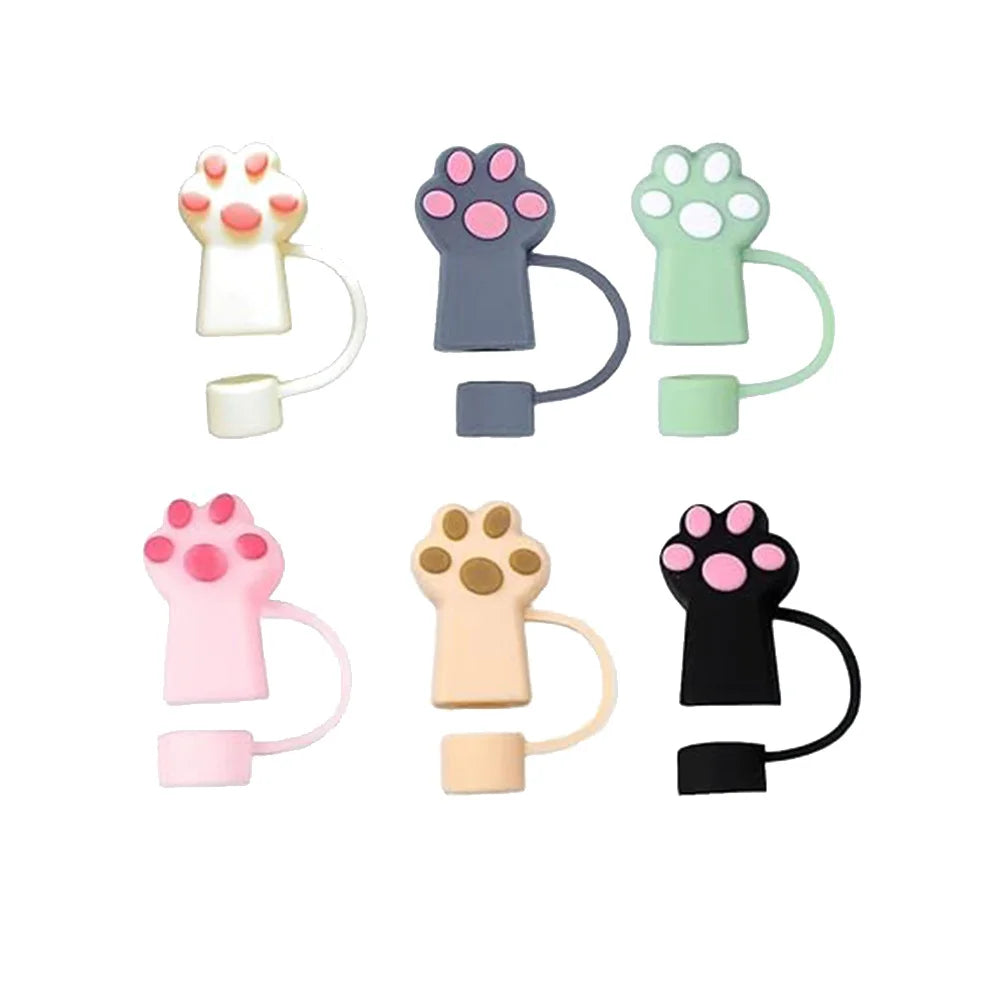 Cute Cat Claw Straw Cover Set for Stanley Cup Reusable 10 mm Silicone Straw Toppers Accessories Compatible 30&40 Oz Tumbler 1Pc