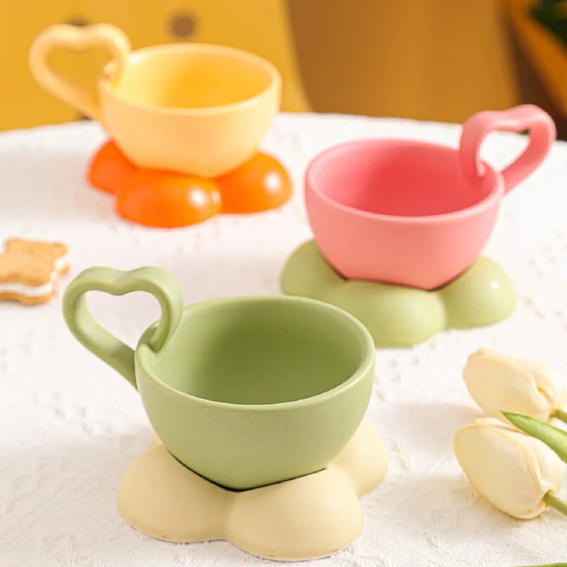 Ceramic Cloud Mug - Cute Coffee Cup Set with Detachable Coaster - Personalized for Hot & Cold Drinks, Water or Milk | 160 ml