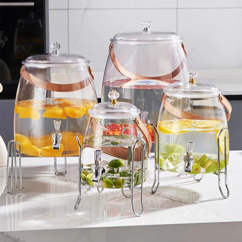 Juice Cup Cold Beverage Dispenser Jug - Transparent Kettle for Water, Lemonade, Iced Tea - Refrigerator Water Container