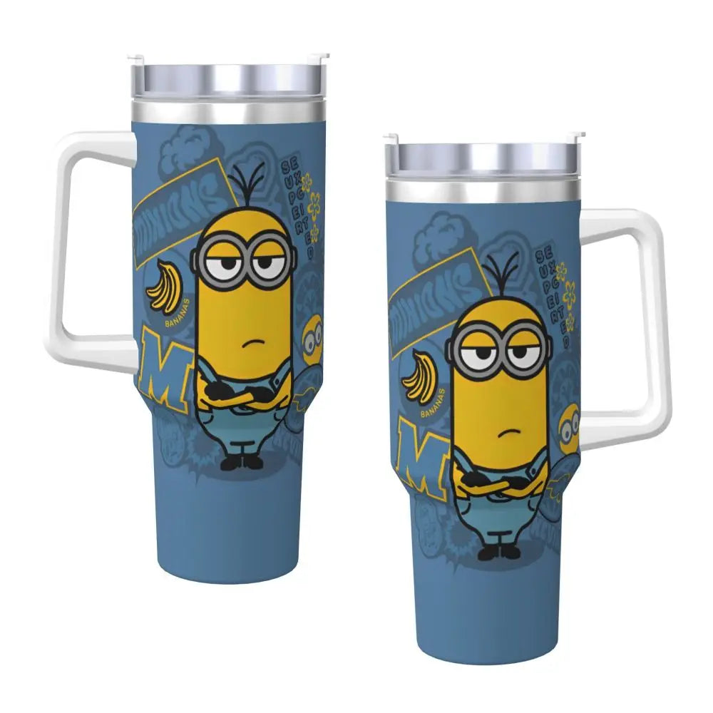 Minions Stainless Steel Tumbler Mugs Cup With Straws Travelist Cold and Hot Water Bottle Portable Large Capacity Coffee Mug