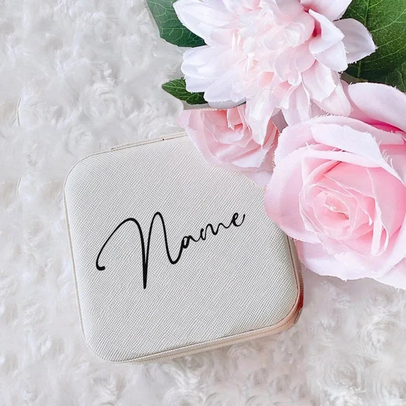 Personalised Jewellery Box Girls Travel Jewelry Case with Name Custom Gift for Birthdays Bridesmaids Valentine Wedding Gifts