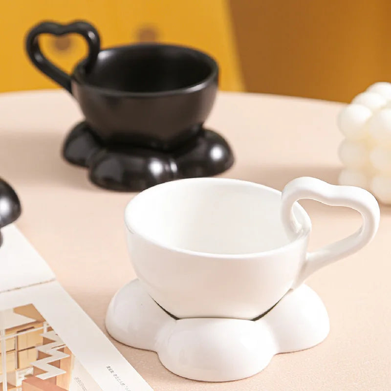 Ceramic Cloud Mug - Cute Coffee Cup Set with Detachable Coaster - Personalized for Hot & Cold Drinks, Water or Milk | 160 ml