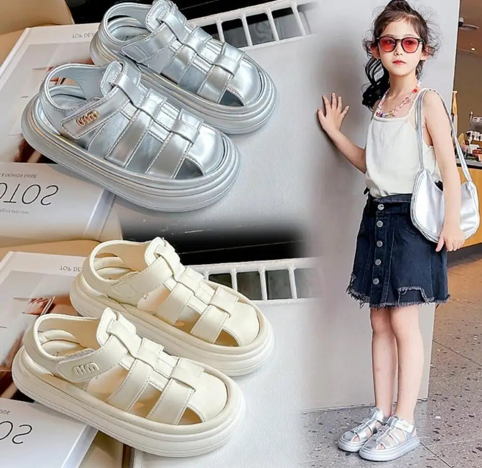 Children's Casual Sandals 2024 Summer New Girls' Soft Sole Beach Sandals Korean  KidsAnti slip All-match Sports Shoes Toddler