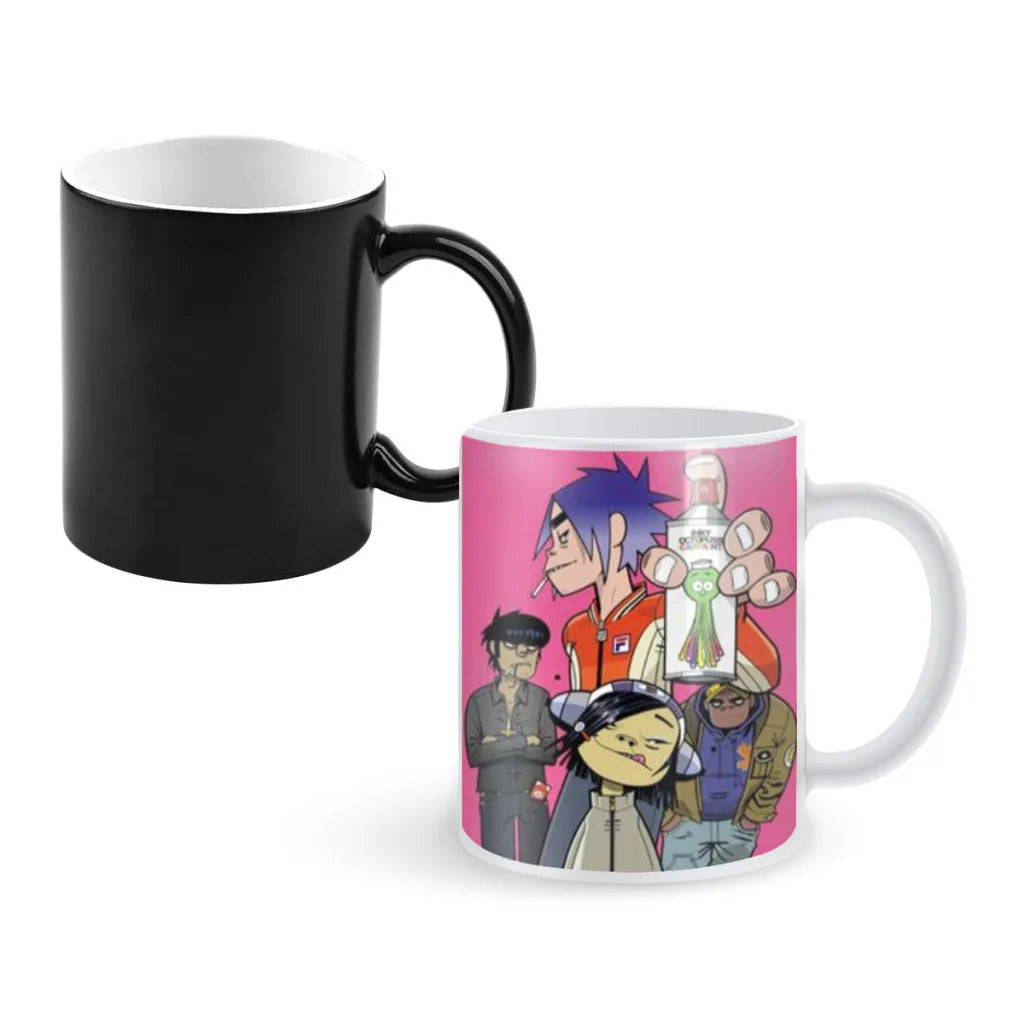 Retro Music Gorillaz Magic Hot Cold Heat Temperature Sensitive Color-Changing Coffee Tea Milk Mug Cup