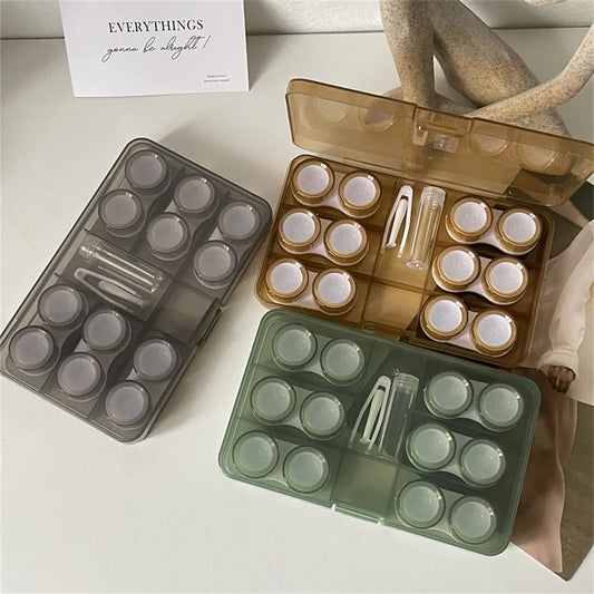 6 Pair Contact Lens Case Contact Lens Storage Box Portable Travel Contact Lenses Case Soak Container Lenses Box for Beauty Pupil