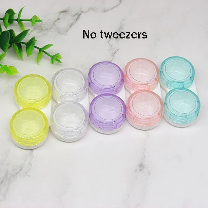 Fashion Tweezers Suction Stick Mini Contact Lens Case Set Girl Colored Contact Lenses Box Eyes Contact Lens Container