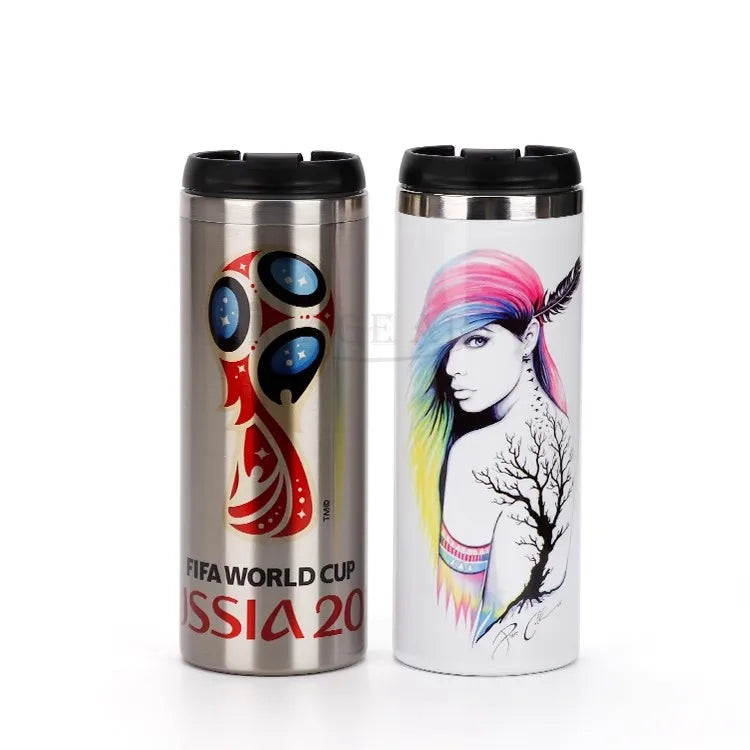 DIY 450ML Coffee Cup Customized Print with Your LOGO PHOTO Name TEXT Thermos Tumbler for Office Drink Water Keep Cold and Hot