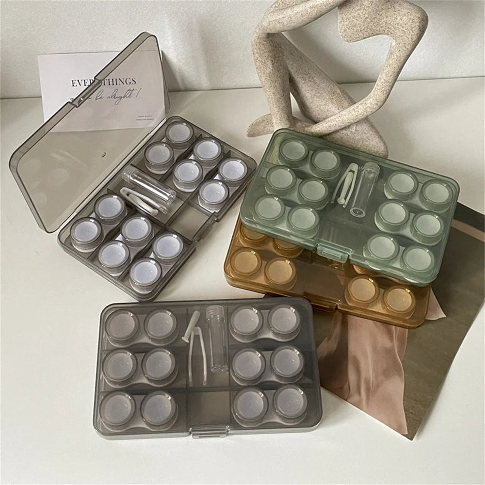 6 Pair Contact Lens Case Contact Lens Storage Box Portable Travel Contact Lenses Case Soak Container Lenses Box for Beauty Pupil