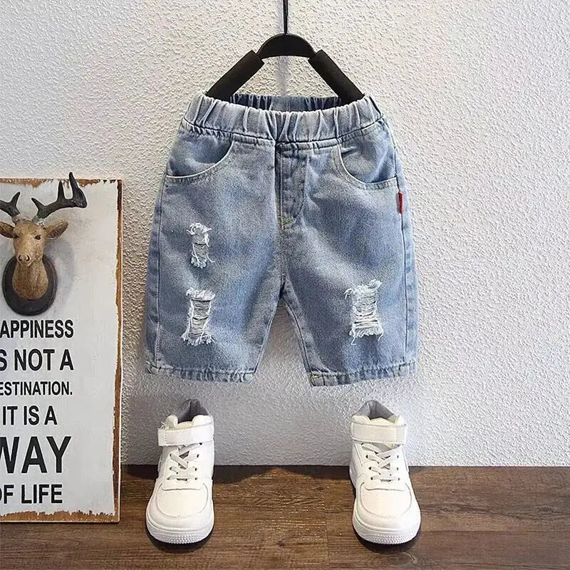 Children's Denim Shorts New Teenage Boys' Jeans Shorts Fashion Boys' Baby Pants Capris Summer Pants