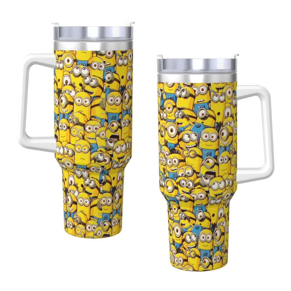 Minions Stainless Steel Tumbler Mugs Cup With Straws Travelist Cold and Hot Water Bottle Portable Large Capacity Coffee Mug