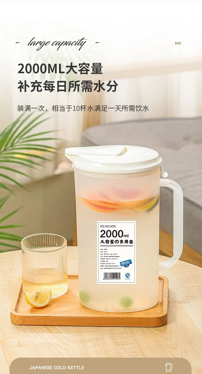 Large Capacity Teapot Kettle Juice Ice Beverage Storage Container Heat Resistant Cold Water Jug Plastic Juice Pitcher Household