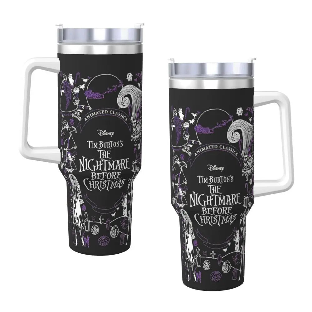 Nightmare Before Christmas 2025 Stainless Steel Tumbler Beach Mugs Cup 40oz Thermal Mug Portable Cold and Hot Milk Water Bottle