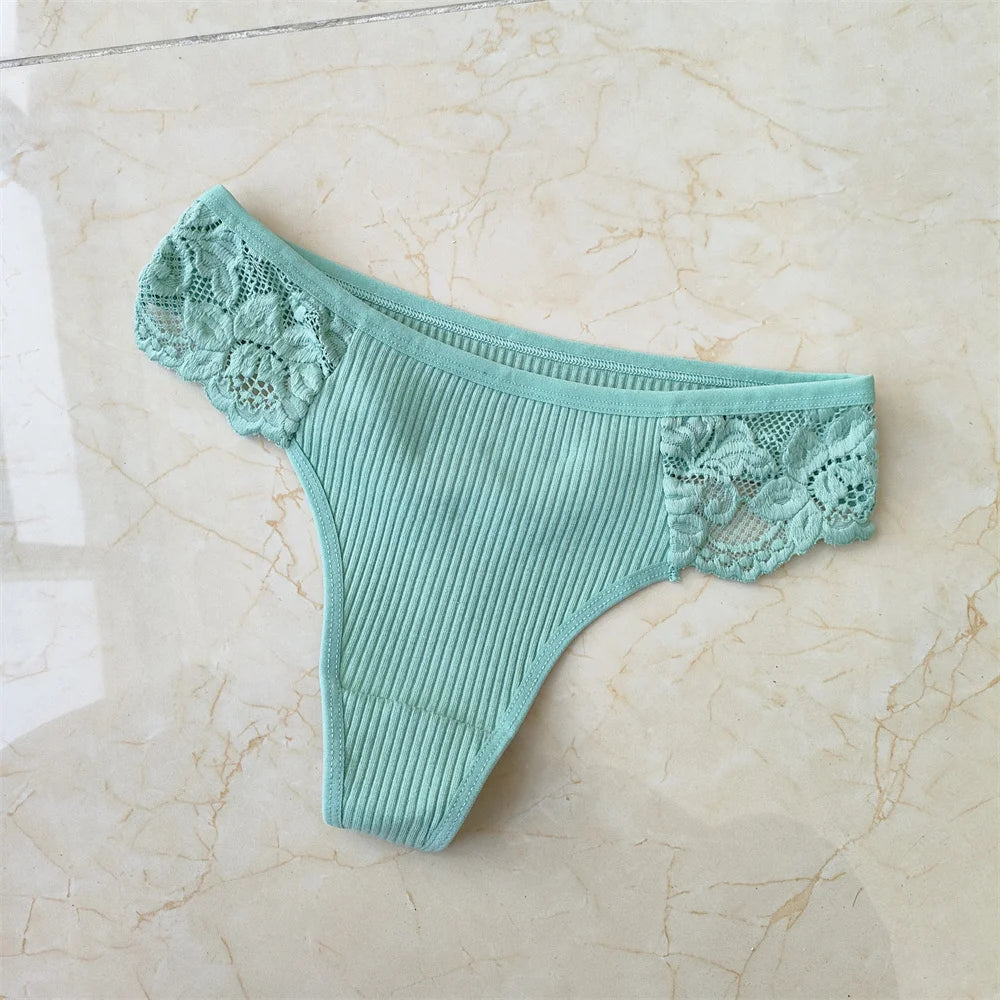 3Pcs/Set Women Thread Cotton Lace Thong Panties Pack Sports Ladies Seamless G Strings Cozy Lingerie Tanga Panty