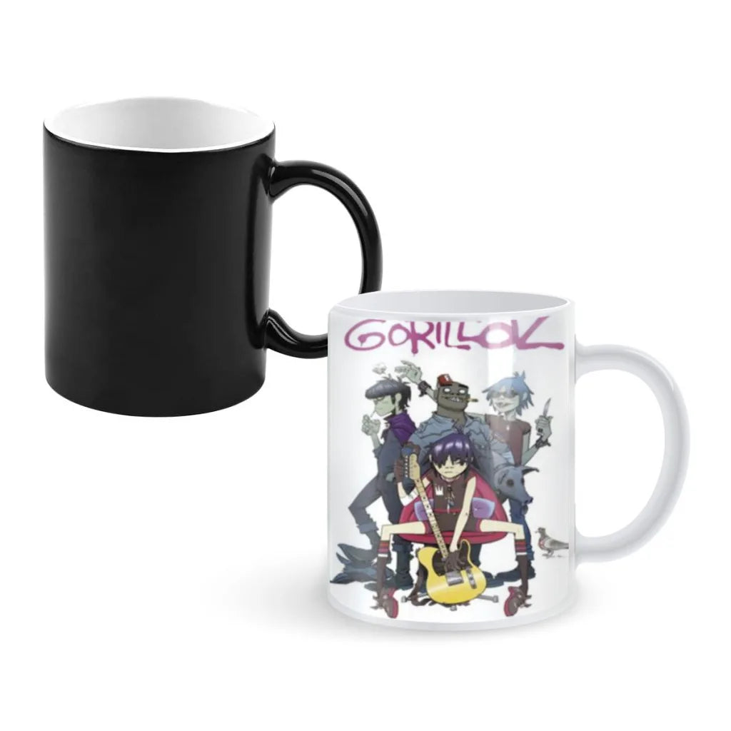 Retro Music Gorillaz Magic Hot Cold Heat Temperature Sensitive Color-Changing Coffee Tea Milk Mug Cup