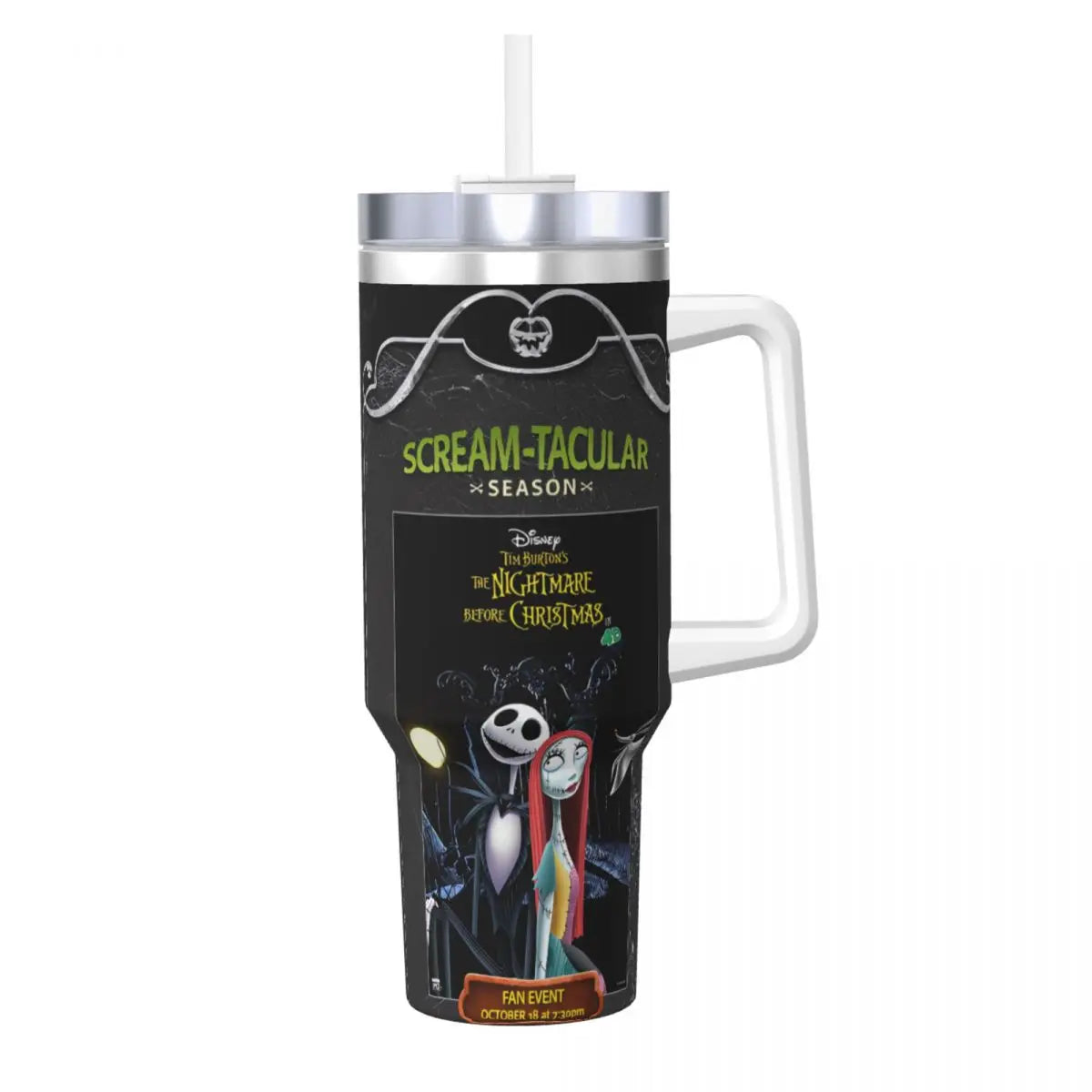 Nightmare Before Christmas 2025 Stainless Steel Tumbler Beach Mugs Cup 40oz Thermal Mug Portable Cold and Hot Milk Water Bottle