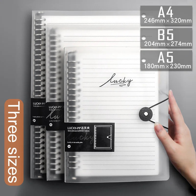 Diary A5 B5 A4 Transparent Loose Leaf Binder Notebook Inner Core Cover Note Book Journal Planner Office Stationery Supplies