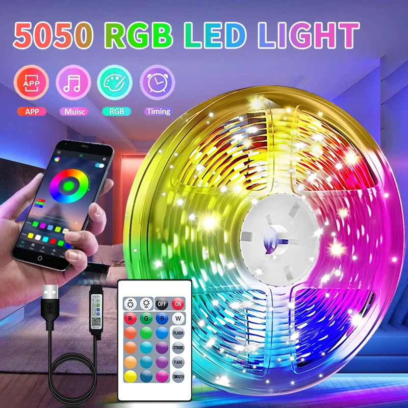 Led Strip Lights 5050 RGB LED Light Smart APP Control for TV Backlight Christmas Party Home Decor Lighting Ribbon Tape for Room