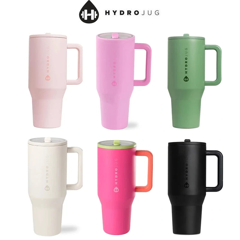 HydroJug 32oz Tumbler with Handle Flip Straw BPA-Free Travel Leak Resistant Car Cup Stainless Steel Water Bottle hydro jug