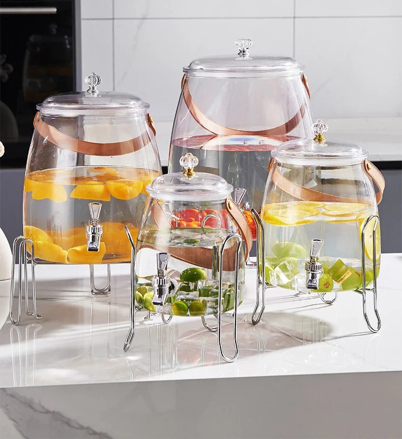 Juice Cup Cold Beverage Dispenser Jug - Transparent Kettle for Water, Lemonade, Iced Tea - Refrigerator Water Container