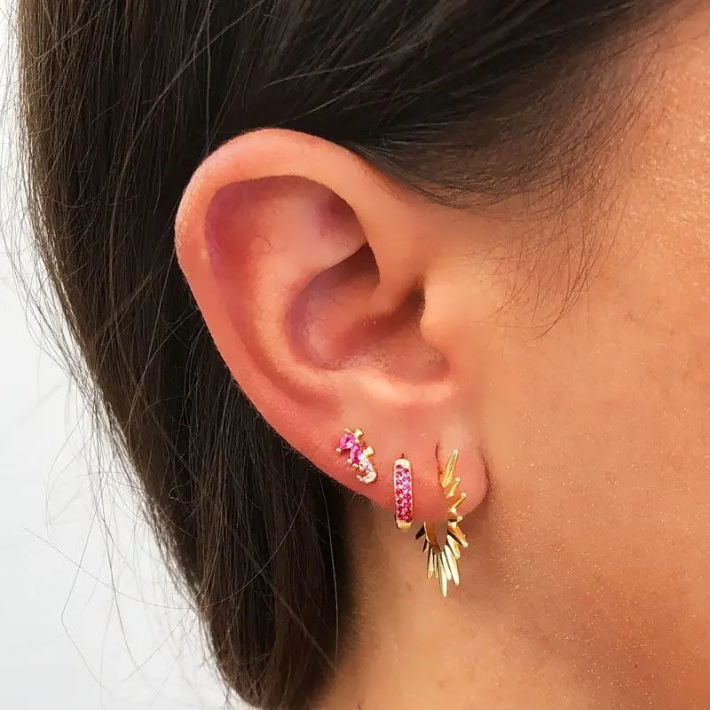 CRMYA Red Zircon Drop Earrings For Women Gold Plated Women's Wedding Ear Cuffs Hoop Stud Earrings 2022 Jewelry Wholesale