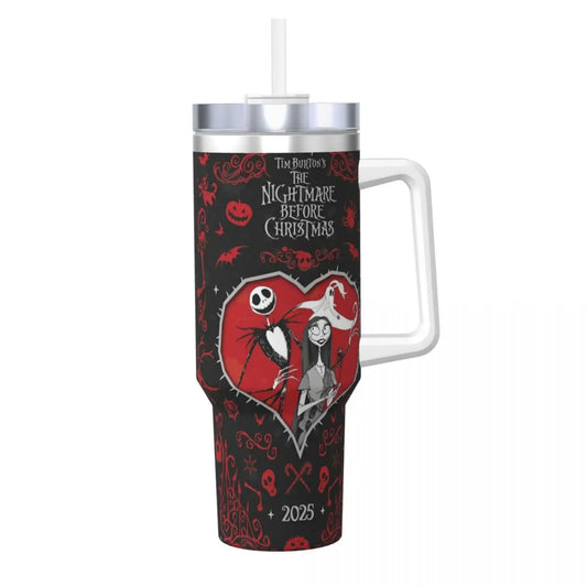 Nightmare Before Christmas 2025 Stainless Steel Tumbler Beach Mugs Cup 40oz Thermal Mug Portable Cold and Hot Milk Water Bottle