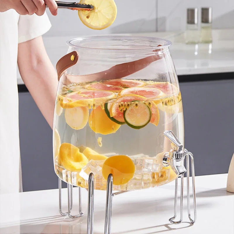 Juice Cup Cold Beverage Dispenser Jug - Transparent Kettle for Water, Lemonade, Iced Tea - Refrigerator Water Container