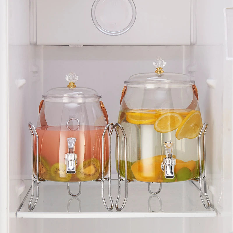 Juice Cup Cold Beverage Dispenser Jug - Transparent Kettle for Water, Lemonade, Iced Tea - Refrigerator Water Container