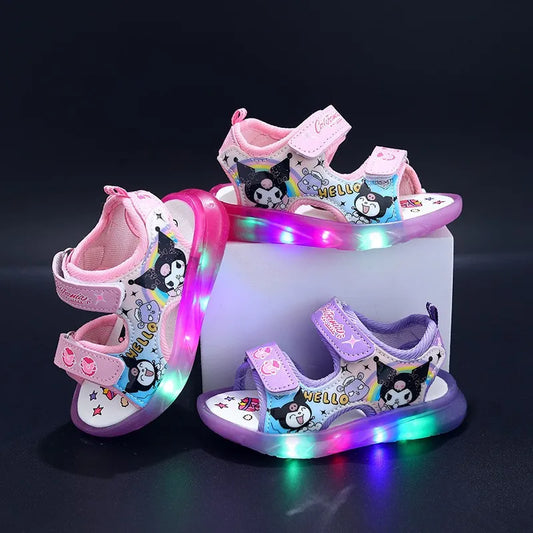 Hot Selling Sandals For Spring/summer 2024 Led Lights On Soles Cute And Fashionable Girls' Shoes  Comfortable Flat Flats