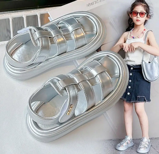 Children's Casual Sandals 2024 Summer New Girls' Soft Sole Beach Sandals Korean  KidsAnti slip All-match Sports Shoes Toddler